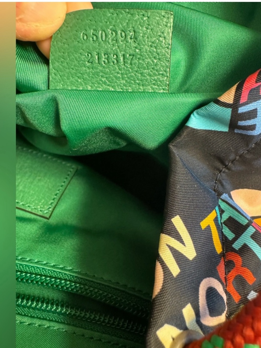 Gucci Multicolor Logo Print Backpack with Green Trim - Picture 10 of 16